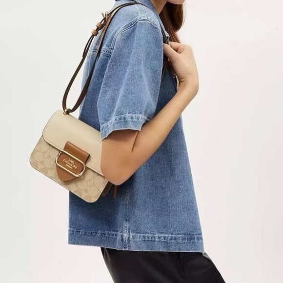 Coach Morgan Square Crossbody Bag In Blocked Signature Canvas - Picture 2 of 8